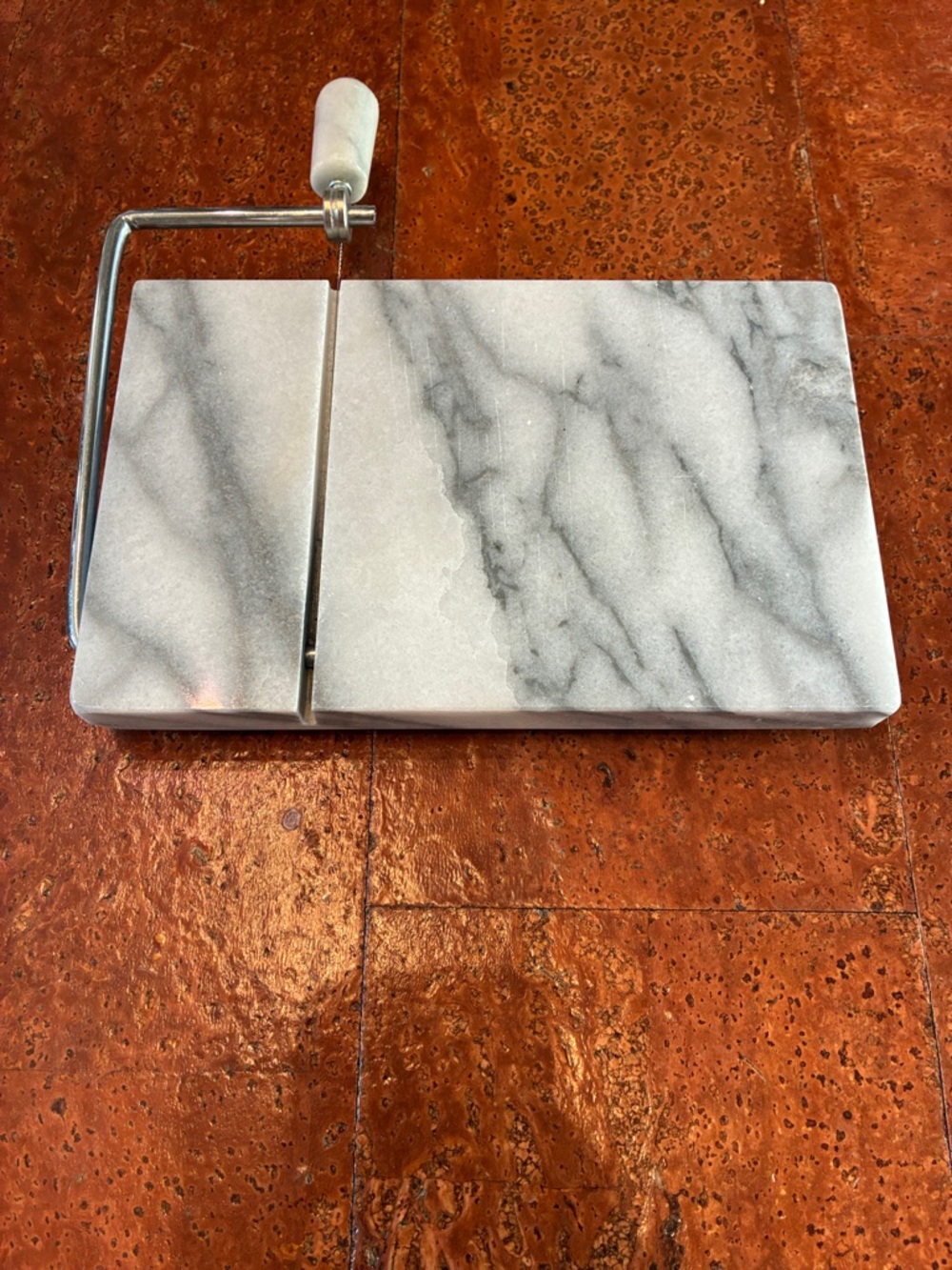 Marble Cheese Slicer with Marble Cutting Board - White & Gray